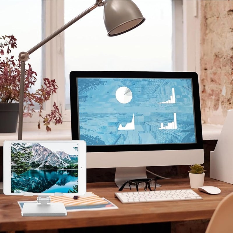 Adjustable Foldable Metal Tablet Stand Multi Angle Portable Desktop Holder - Image 3